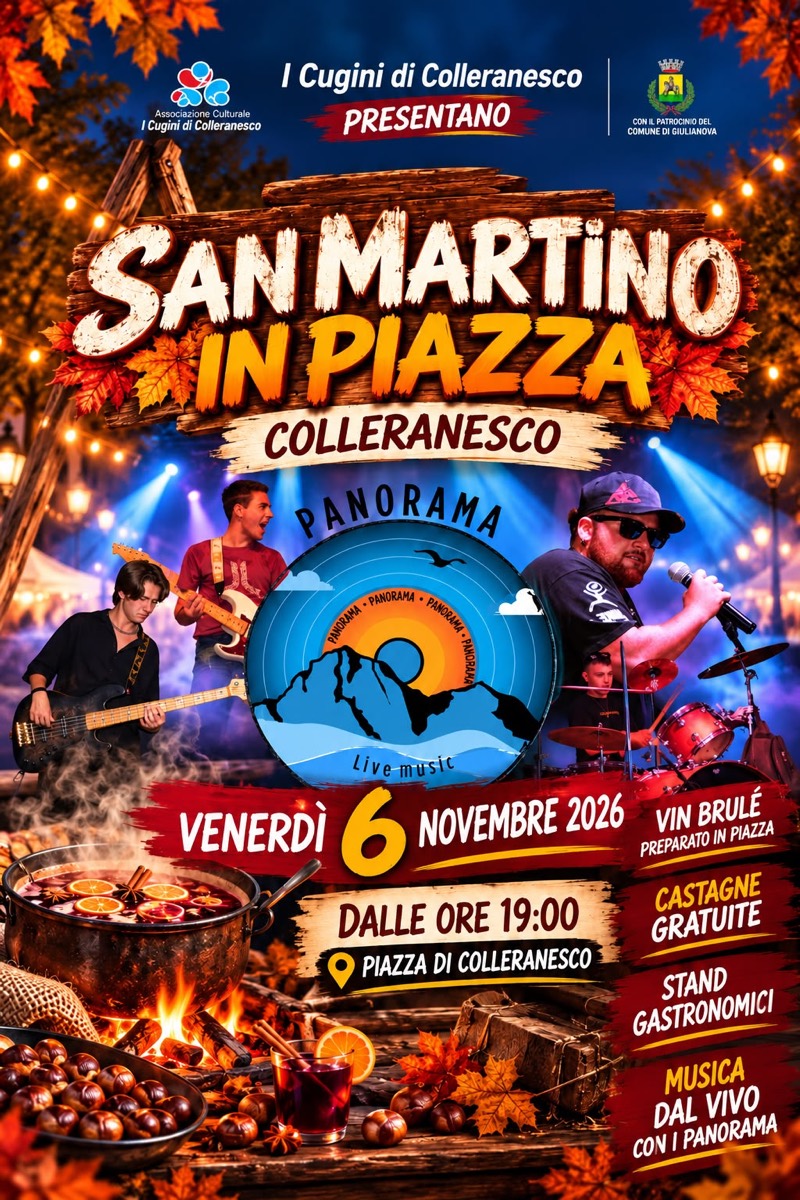 Locandina di venerdì 6 novembre 2026: musica dal vivo con i Panorama